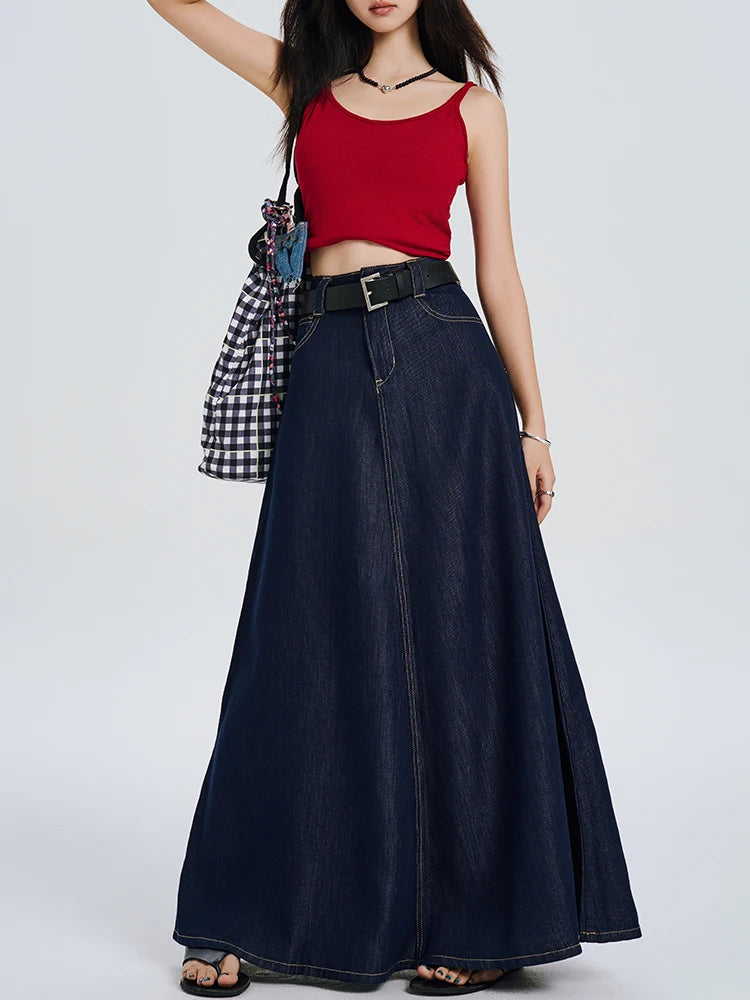 Elise French Retro Denim Skirt