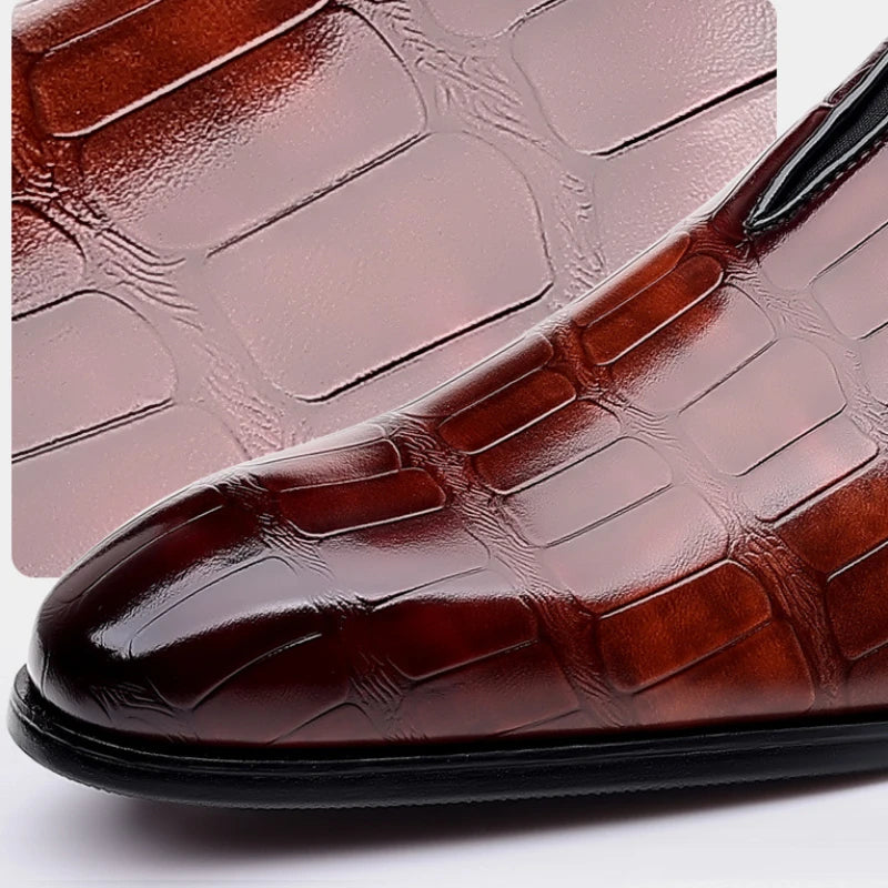 Lorenzo Croc-Embossed Leather Loafers