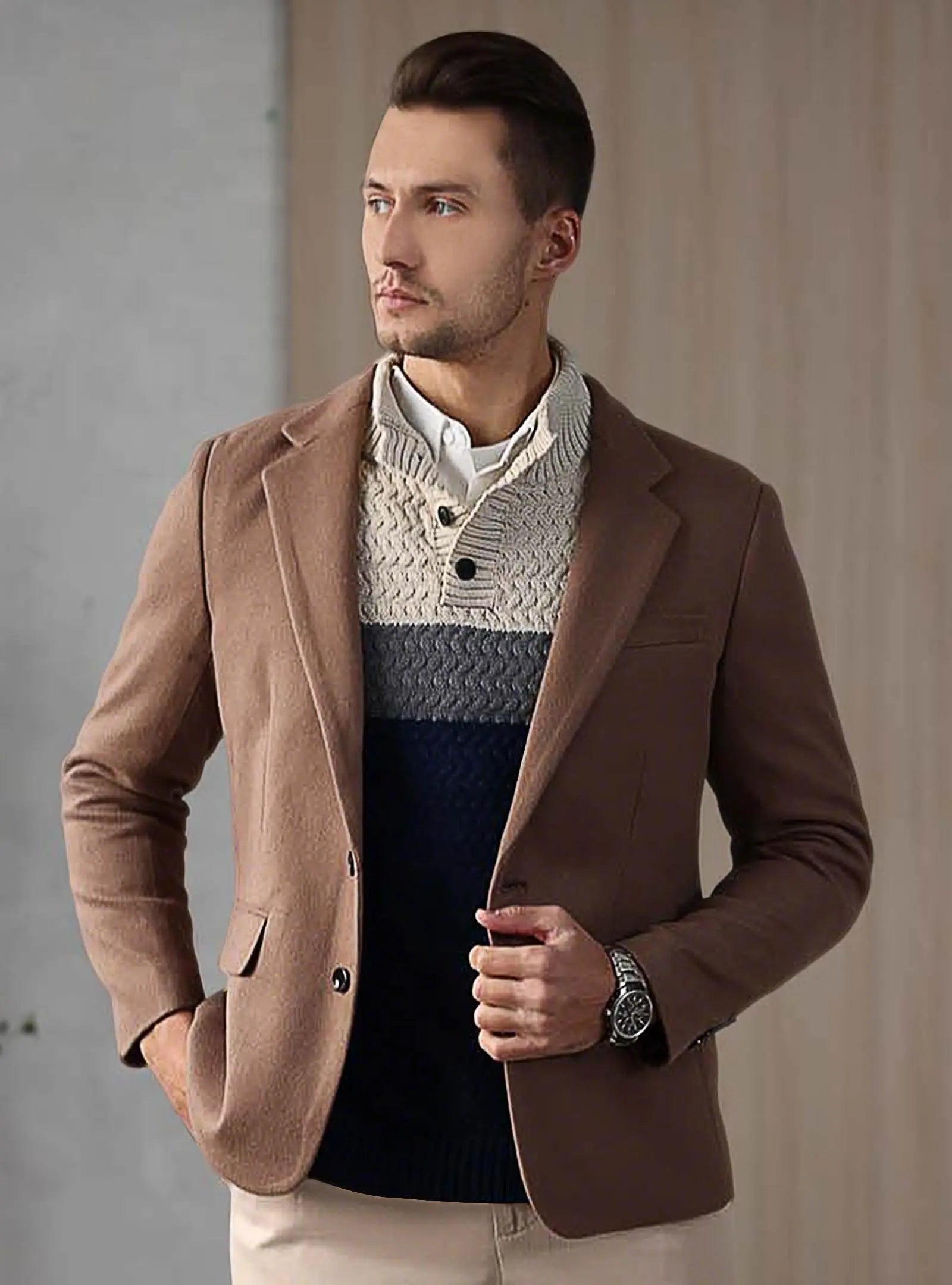 Arlo Knit Cotton-Blend Henley Sweater